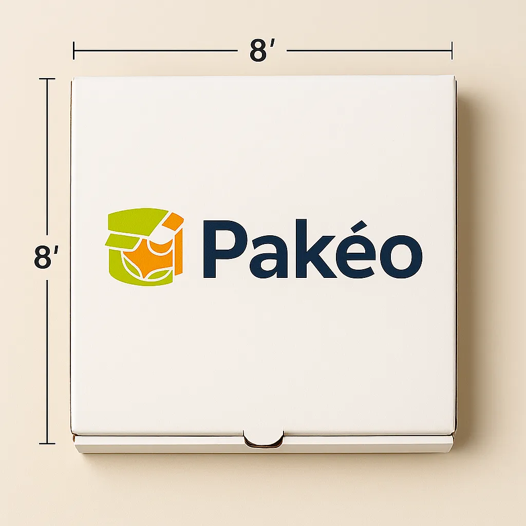 Pizza Box 8x8 Printed White